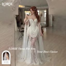 LORIE Lace Vintage Wedding Dresses Applique Shawl Sweetheart Pleats Backless A-Line Mermaid Bridal Gown Customized Party Dresses