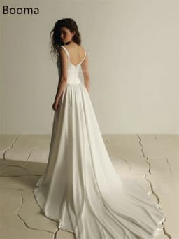 Booma A-Line Simple Spaghetti Strap Wedding Dresses Sleeveless Satin Long Pleat Elegant Brides Gown Custom Made 2026