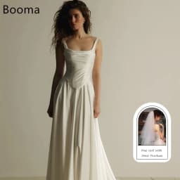Booma A-Line Simple Spaghetti Strap Wedding Dresses Sleeveless Satin Long Pleat Elegant Brides Gown Custom Made 2026