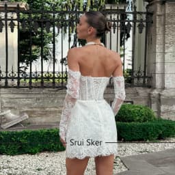 Glamorous A Line Wedding Dress Lace Strapless Removeable Sleeves Celebrate Bridal Gown Short Vestidos De Novia Customized