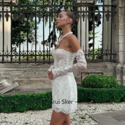 Glamorous A Line Wedding Dress Lace Strapless Removeable Sleeves Celebrate Bridal Gown Short Vestidos De Novia Customized