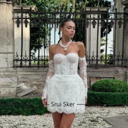 Glamorous A Line Wedding Dress Lace Strapless Removeable Sleeves Celebrate Bridal Gown Short Vestidos De Novia Customized