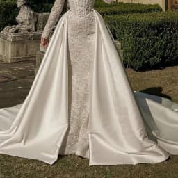 Modern Satin Detachable Long Train Wedding Removable Overskirt For Dresses Bridal skirt Customized 2025
