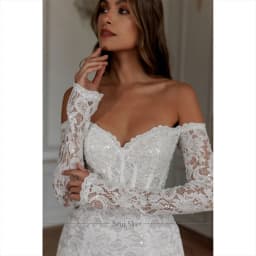 Customize Off Shoulder Sparkly Lace Mini Wedding Dress Sweetheart Lace Up Back A Line Bridal Gown For Intimate Wedding Gathering