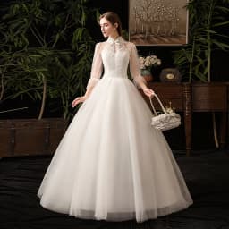 2026 New High Neck Three Quarter Sleeve Wedding Dress Sexy Lace Applique Plus Size Vintage Bridal Gown Robe De Mariee Customized