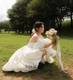 Sondr Elegant High Low Wedding Party Dress Off Shoulder Puff Sleeves Ivory Korean Photo Shoot Bridal Reception Gown Customized