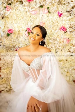 2026 Nigeria White Wedding Dresses for Bride Off Shoulder Long Sleeves Corset Side Split Tulle Bridal Shower Dress Customized