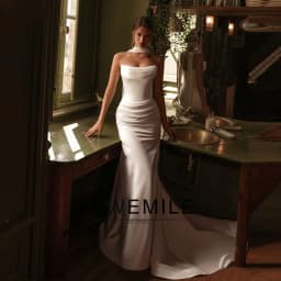SWEMILE Elegant Pleated Mermaid Sexy Wedding Dress Sleeveless Princess Zipper Bridal Gowns Backless Wedding Gown Customized 2026