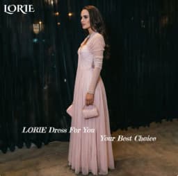 LORIE Pink Mermaid Wedding Dresses Long Sleeve Applique Tulle Party Gowns Square Neck Sweetheart Pleats Prom Gown Customized