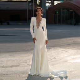 Customized Luxury Bridal Gowns Trumpet Bead Robes De Mariée Long Sleeves Modern Wedding Dress Zipper Back Mermaid Bridal Dresses