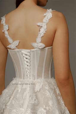 Beautiful Two Straps Sweethat Full 3d Flower Lace Appllque Short/Mini Wedding Dresses Custom Made Bridal Grown Vestido De Noival
