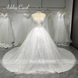 Ashley Carol Luxury Wedding Dresses For Women Real Photos Long Sleeve Princess Sparkling Beaded Bridal Dress Vestidos De Novia
