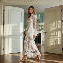 Trendy Lace Mermaid Wedding Dress High Collar Long Sleeves With Tassel Bridal Gown Customized For Women Bridal Photoshoot