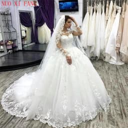 Customized Elegant Long Sleeves Plus Size Wedding Dress White Robe De Mariee 2024 Appliques Lace Bridal Gowns Vestido De Novias
