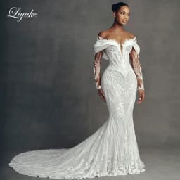 Liyuke Custom Made Luxury Embroidery Mermaid Wedding Dresses Robe De Marriage Removable Train 2 In 1 Lace Trumpet Bridal Gowns