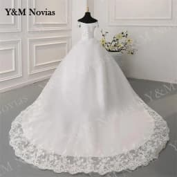 Y&M Novias Off Shoulder Plus Size Vestido De Noiva 2026 New Wedding Dress Train or Floor Customized Large Bridal Tulle Mariage