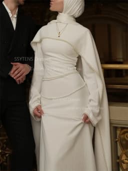 SSYTENS Modest Muslim Wedding Dresses Customized Brides Ivory Mermaid Pearls Nikkah Caftan Bridal Gowns Long Vestido De Noiva