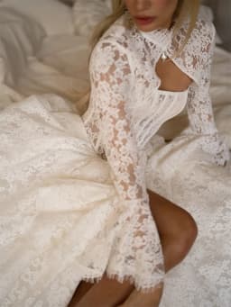 Rebecca Customized High Side Split Lace Wedding Dress Detachable Jacket vestidos de novia Floor-Length vestido de novia boda