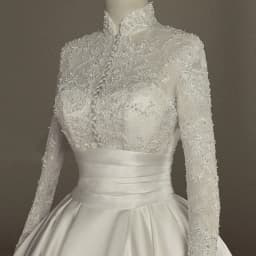 Customized Muslim Elegant High-Neck Appliques Long Sleeves White Wedding Dress 2026 Ball Gown Floor Length Sweep Bridal Gown