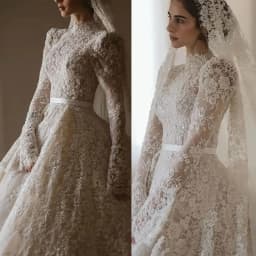Custom 2026 New Holy High Neck Print Wedding Dress Classic A-Line Floor Length Lace Princess Ball Gowns Vestido De Novia