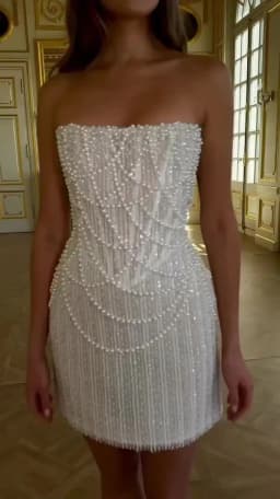 Stunning Short Sequins Lace Wedding Dresses With Pearls Strapless Attractive Mini Bridal Gowns Customized Vestido De Noiva
