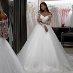 Customized Sparkly Sequins Wedding Dresses Sweetheart Long Sleeves Bridal Gowns Princess A Line Bride Dress Vestido De Novia