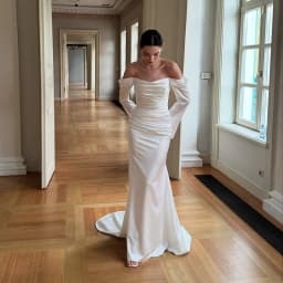 Eightree 2025 Mermaid Princess Wedding Dresses White Long Sleeve Satin Bridal Dress Women Wedding Ball Prom Gowns Customized