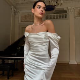 Eightree 2025 Mermaid Princess Wedding Dresses White Long Sleeve Satin Bridal Dress Women Wedding Ball Prom Gowns Customized