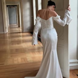 Eightree 2025 Mermaid Princess Wedding Dresses White Long Sleeve Satin Bridal Dress Women Wedding Ball Prom Gowns Customized