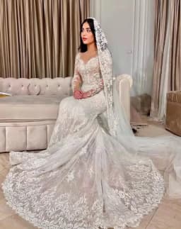 Customized Sexy Mermaid Wedding Dresses Lace Appliques Full Sleeves Sweetheart Detachable Train Bridal Gowns Vestidos De Novia