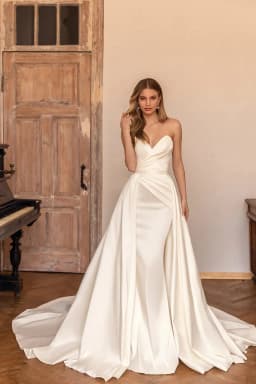 Customized Luxury Sweetheart Mermaid Satin Wedding Dress Detachable Skirt Backless And Lace Up Woman Evening Dress For Wedding