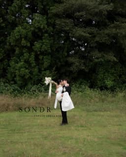 Sondr One Shoulder Backless Korean Wedding Snap Dresses Outdoor Simple Bridal Gown Customized Elegant Bridal Photo Shoot Gown