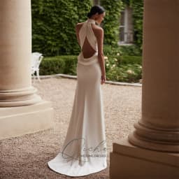 QICHE Elegant High Collar Pleat Mermaid Wedding Dress Women Sleeveless Open Back High Side Split Buttons Bridal Gown Customized