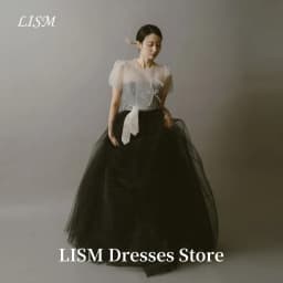 LISM Vintage A-Line Korea Wedding Dresses Photo Shoot Soft Tulle O-Neck Floor Length Evening Gowns웨딩드레스Customized Corsets