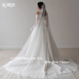 LORIE Boho Wedding Dress Off Shoulder Long Sleeve Lace Beach Princess Button Bridal GownCustomized A-Line Bohemian Bride Dresses