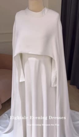 Eightale Arabic Wedding Dresses Long Cap Sleeves A-Line O-Neck Muslim Simple White Ivory Customized Bridal Gowns