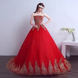 2026 New Ball Gown Lace Tulle Red Wedding Dress With Tail Chinese Pattern Style Cheap China Embroidery Bridal Gown Customized