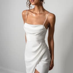 Customized Simple Mermaid White Wedding Dresses Spaghetti Straps High Slit Satin Backless Plain Bridal Gown Sweep Train Vestidos