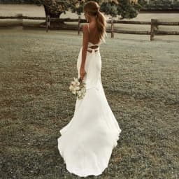 Customized Simple Mermaid White Wedding Dresses Spaghetti Straps High Slit Satin Backless Plain Bridal Gown Sweep Train Vestidos