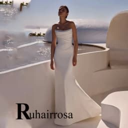 Ruhair Simple Strapless Wedding Dresses Mermaid Button Pleat Sleeveless Sweep Train Bridal Gown Vestido De Noiva Customised