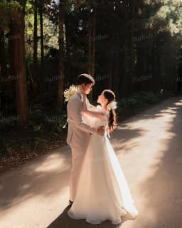 Bafftafe Customized Korea Organza Wedding Dresses Tiered Straps Lace Up Bride Formal Party Wedding Photography Long Bridal Gowns