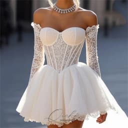 QICHE Elegant Short Lace A-Line Wedding Dress Women Strapless Off The Shoulder Pleat Customized свадебное платье