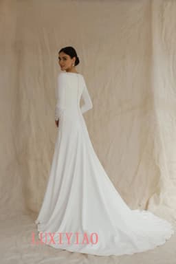 Customized White Wedding Dresses High Quality Long Sleeves Formal Dresses Classic Midi Dresses 2026 Bride Gowns for Women
