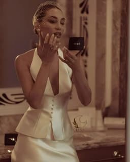 Luna Customized Beige V-Neck Halter Neck Wedding Dress Single Breasted Two-Piece Set Vestidos De Novia Short Evening Dresses