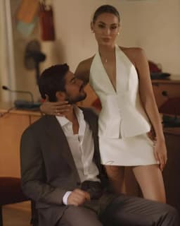 Luna Customized Beige V-Neck Halter Neck Wedding Dress Single Breasted Two-Piece Set Vestidos De Novia Short Evening Dresses