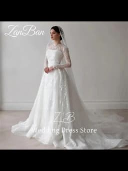 ZanBan Luxury Lace Beading A Line Wedding Dress Full Sleeves O Neck Bridal Gown Floor Length Modest Arabic Free Customized 2025