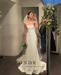 Sondr Elegant Wedding Dress Spaghetti Strap A-Line Floor Length Ivory Satin Korea Photo Shoot Bridal Reception Gown Customized