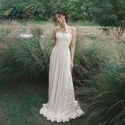 Elegant Pleat Wedding Dress Strapless Draped A-Line Evening Party Dresses Korea Photo Shoot Bridal Reception Gown Customized