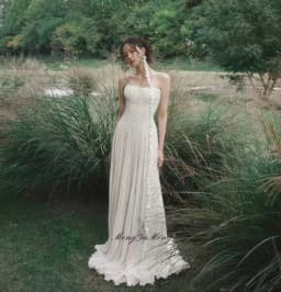 Elegant Pleat Wedding Dress Strapless Draped A-Line Evening Party Dresses Korea Photo Shoot Bridal Reception Gown Customized