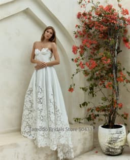 Customized Detachable Sleeves A Line Real Picture Wedding Dresses See Through Off the Shoulder Bridal Dress Lace and Satin